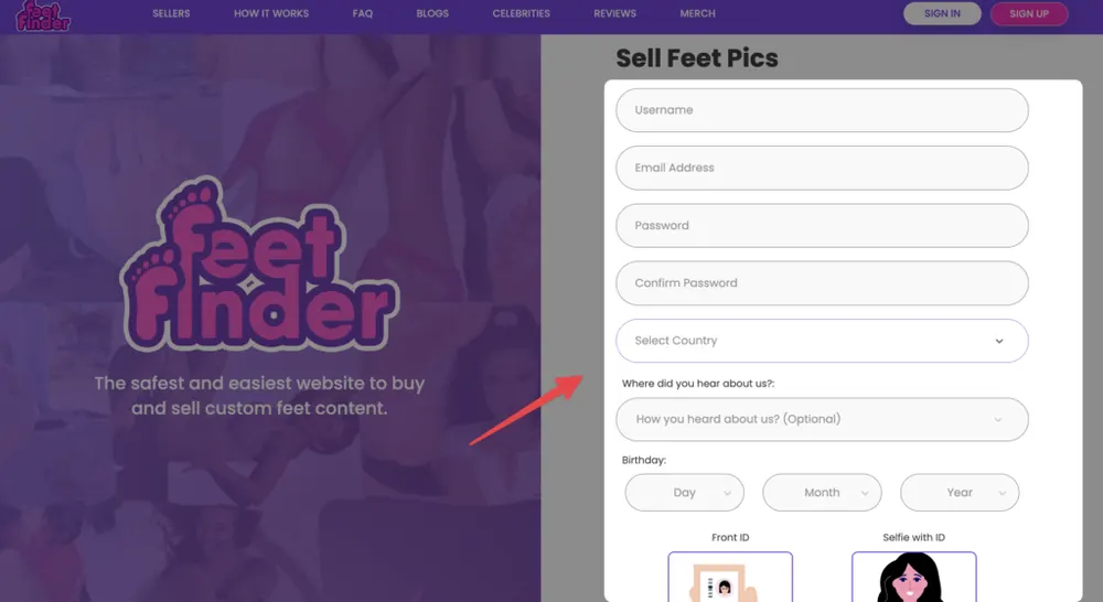 Prix et abonnement vendeuse FeetFinder pour vendre ses pieds